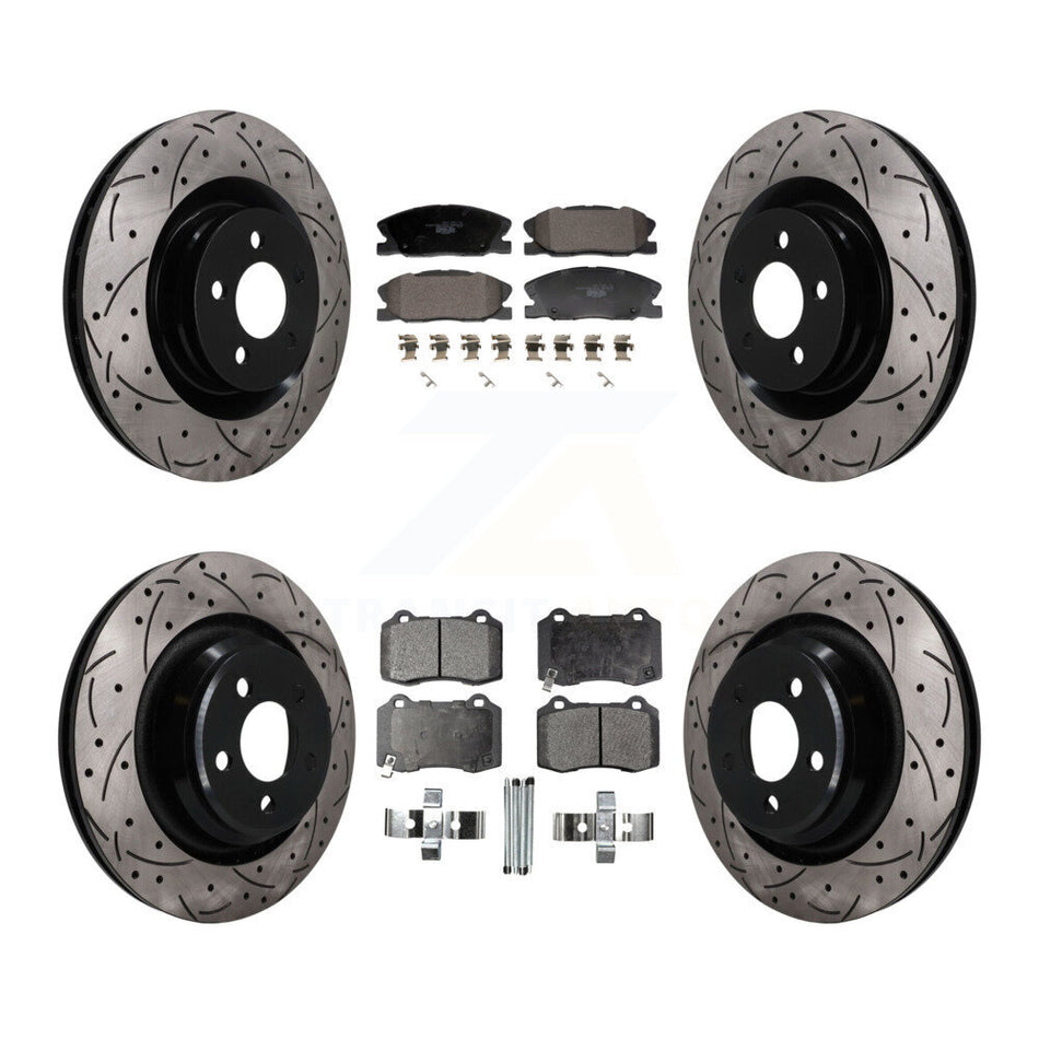 Front Rear Coated Drilled Slotted Disc Brake Rotors And Ceramic Pad Kit For Dodge Charger KDT-101844
