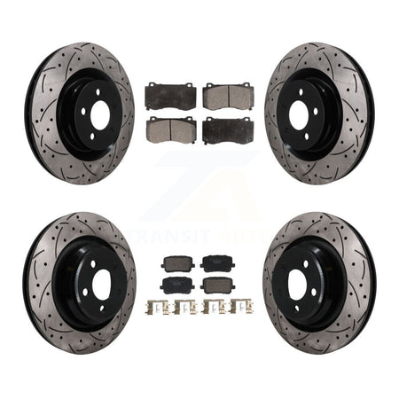 Front Rear Coated Drilled Slotted Disc Brake Rotors And Ceramic Pad Kit For Dodge Charger KDT-101845
