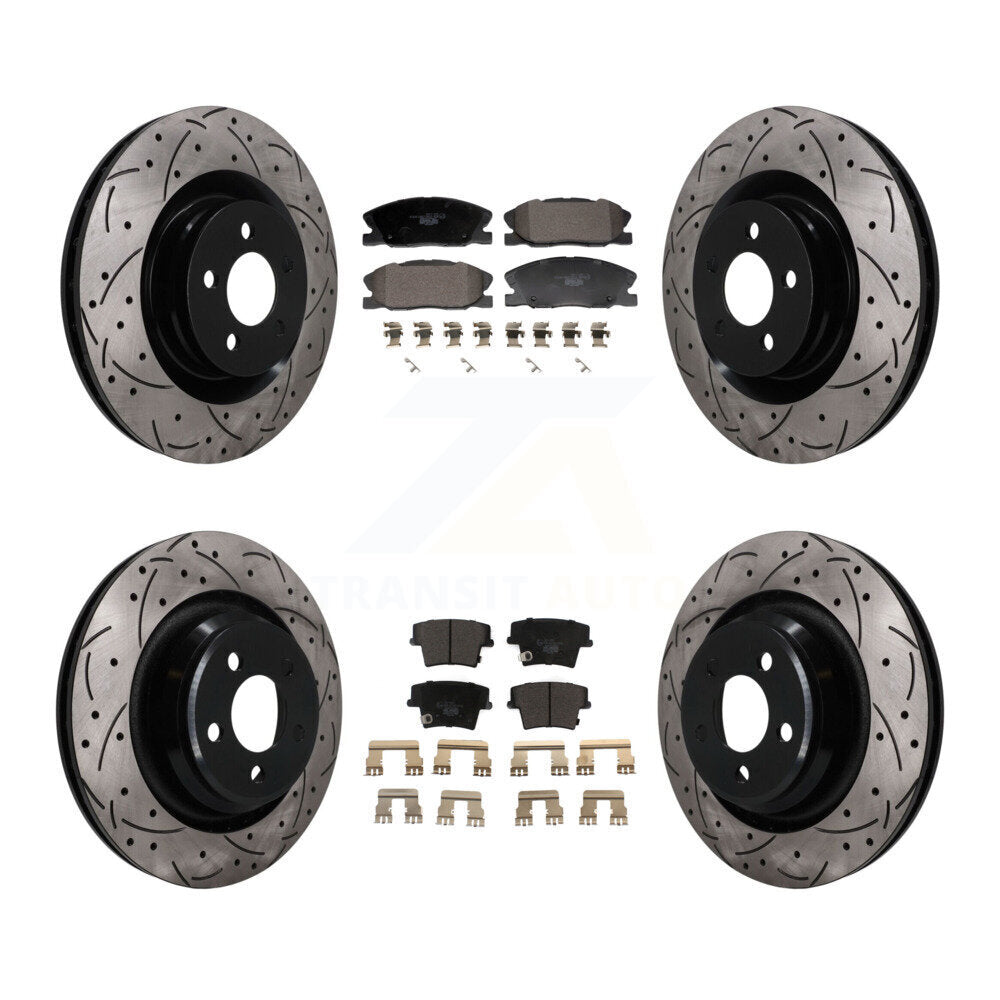 Front Rear Coated Drilled Slotted Disc Brake Rotors And Ceramic Pad Kit For Dodge Charger KDT-101846