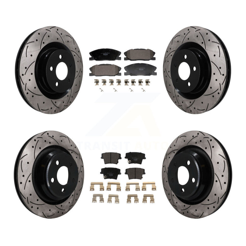 Front Rear Coated Drilled Slotted Disc Brake Rotors And Ceramic Pad Kit For Dodge Charger KDT-101846