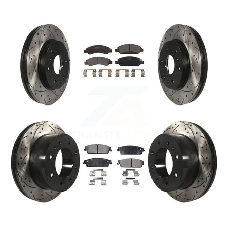 Front Rear Drill Slot Brake Rotors Ceramic Pad Kit For 11 Chevrolet Silverado 1500 Hybrid KDT-101852
