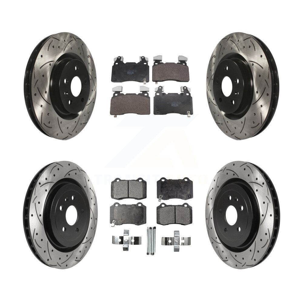 Front Rear Drill Slot Disc Brake Rotors Ceramic Pad Kit For 2010-2015 Chevrolet Camaro SS KDT-101853