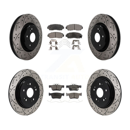 Front Rear Coated Drilled Slot Disc Brake Rotor & Ceramic Pad Kit For 2022-2024 Acura RDX KDT-101857