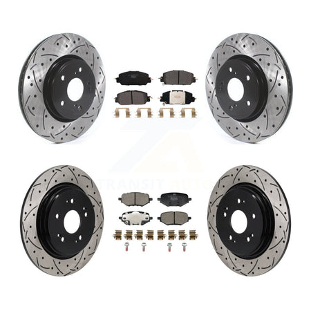Front Rear Coated Drilled Slotted Disc Brake Rotors & Ceramic Pad Kit For 2023 Honda HR-V KDT-101858