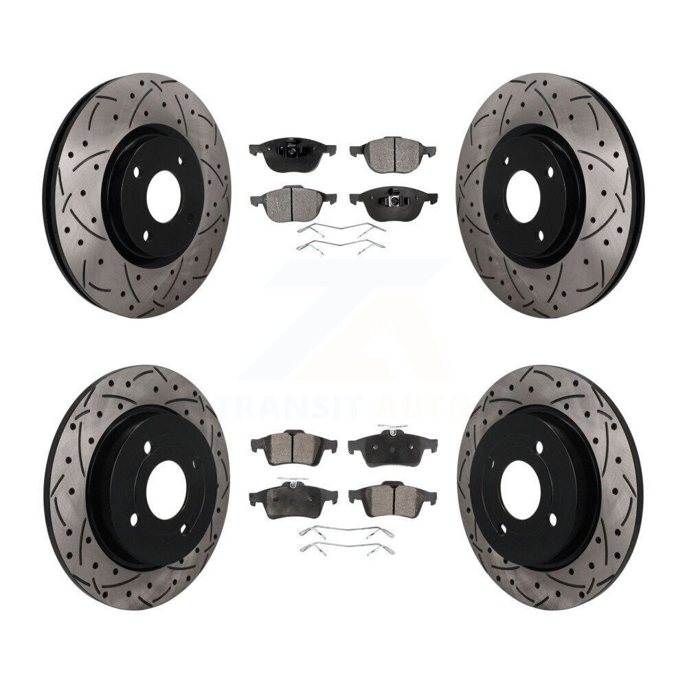 Front Rear Drilled Slot Disc Brake Rotors Ceramic Pad Kit For 2018-2022 Ford EcoSport AWD KDT-101859