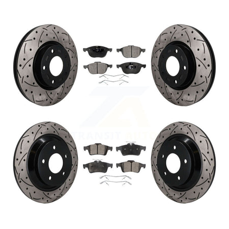 Front Rear Coated Drilled Slotted Disc Brake Rotors And Ceramic Pads Kit For Mazda 5 KDT-101860