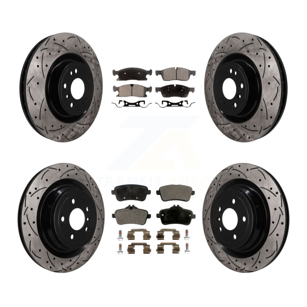 Front Rear Drilled Slot Brake Rotors Ceramic Pad Kit For Mercedes-Benz GL350 GLS450 GL450 KDT-101866