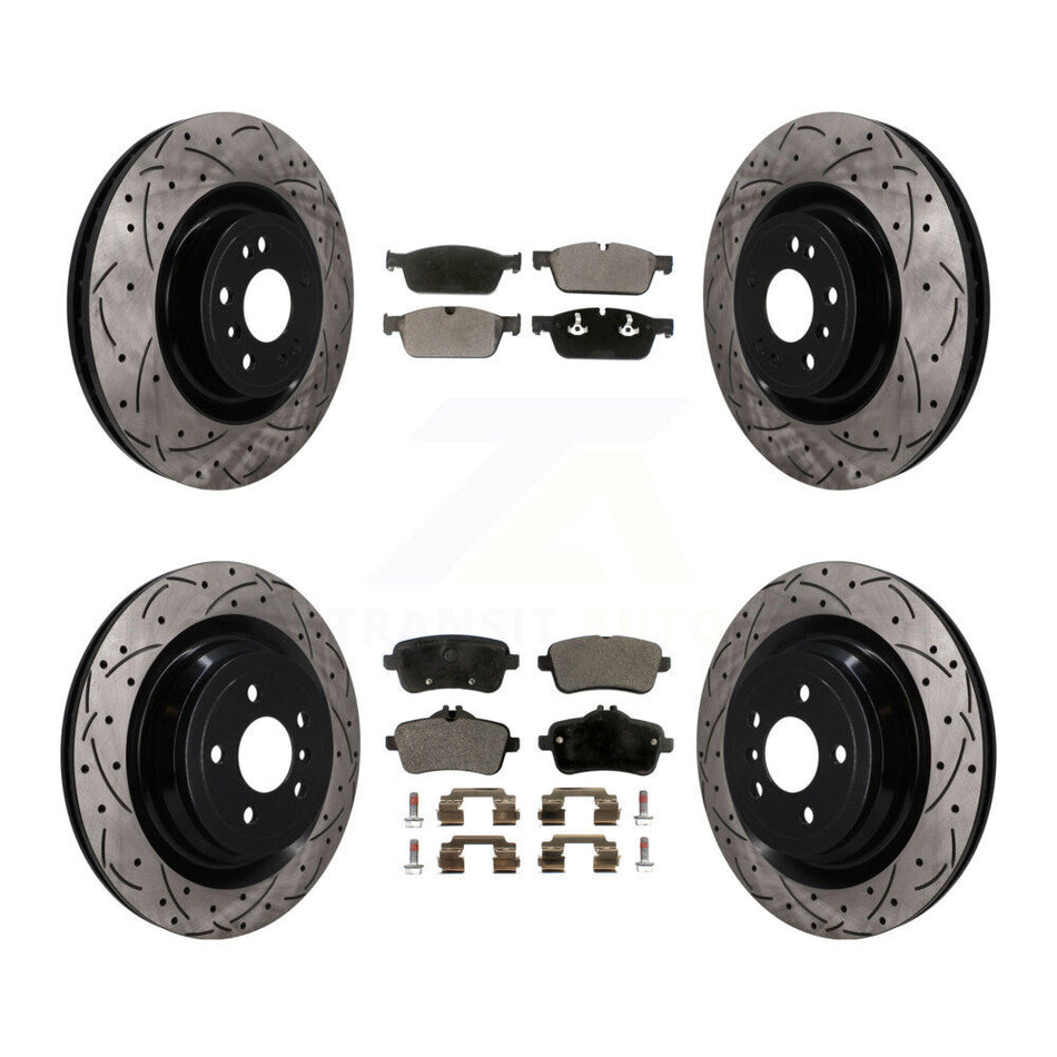 Front Rear Drilled Slot Disc Brake Rotor & Ceramic Pad Kit For 2017 Mercedes-Benz GLS350d KDT-101867