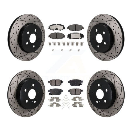 Front Rear Coat Drill Slot Disc Brake Rotors Ceramic Pad Kit For 2019 Toyota Corolla 2.0L KDT-101869