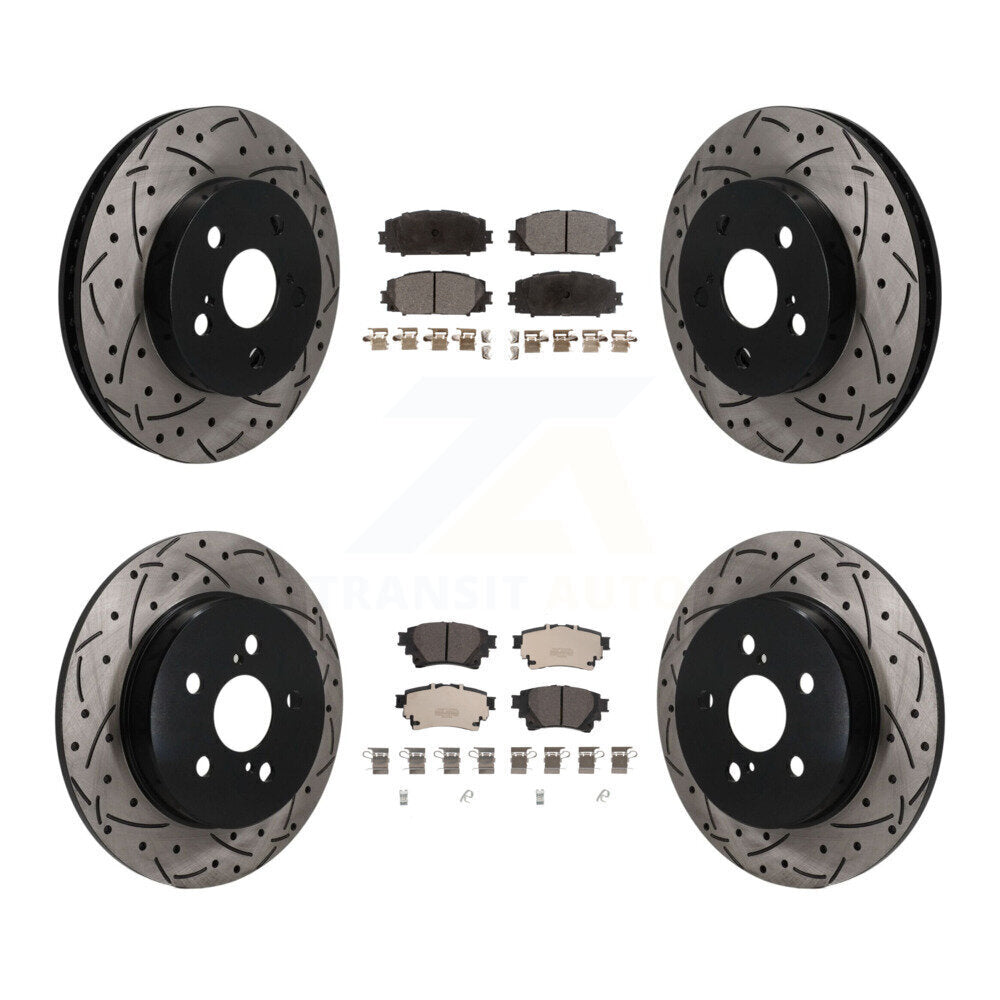 Front Rear Coated Drilled Slotted Disc Brake Rotor And Ceramic Pad Kit For Toyota Corolla KDT-101870