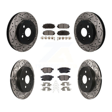 Front Rear Drilled Slot Brake Rotors Ceramic Pad Kit For Toyota Corolla Prius Prime AWD-e KDT-101872