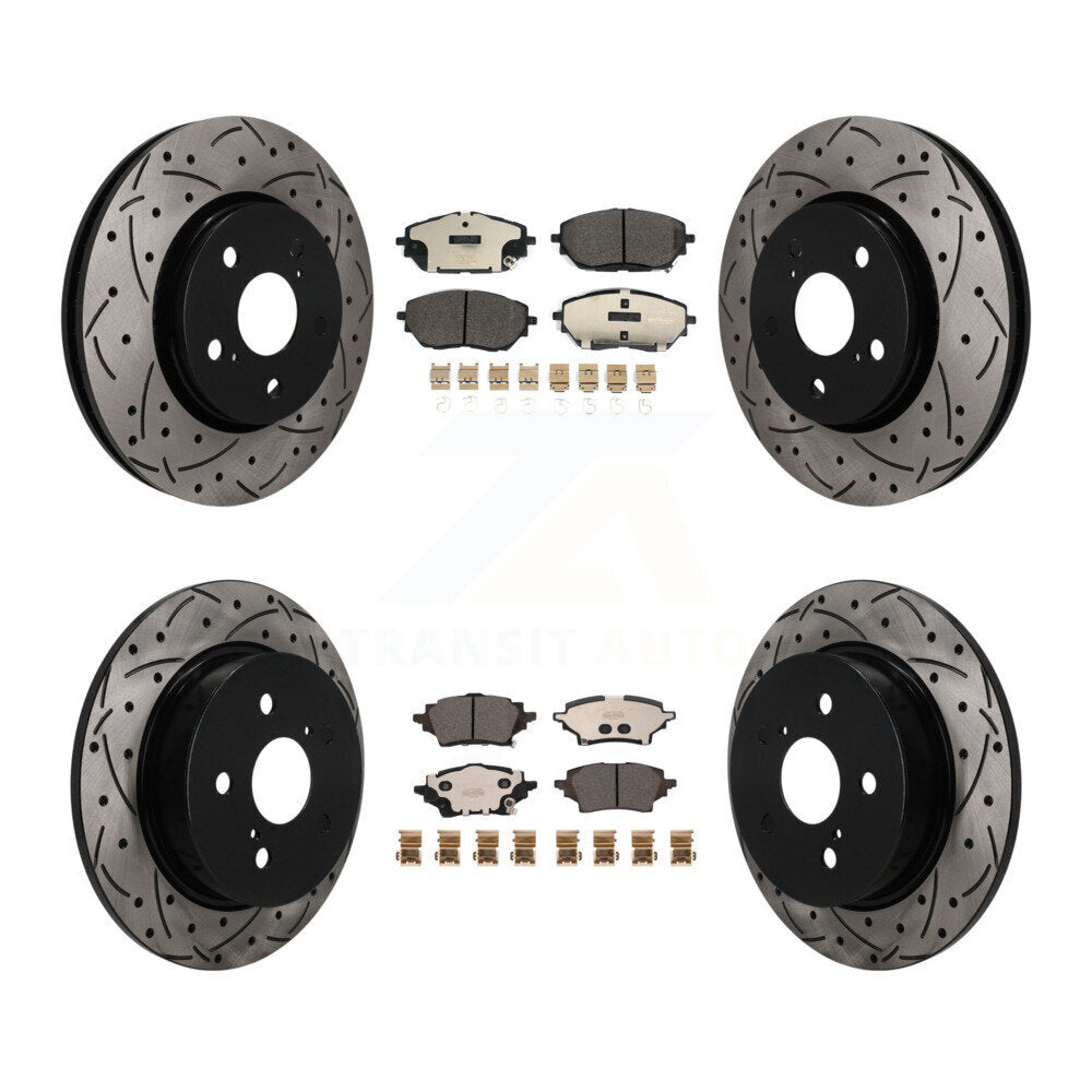 Front Rear Coated Drilled Slotted Disc Brake Rotors And Ceramic Pads Kit For Toyota C-HR KDT-101873
