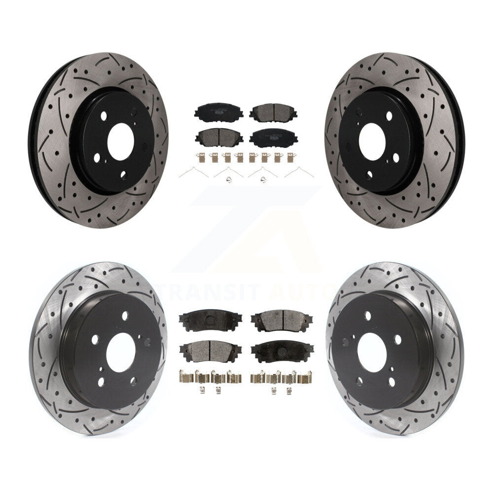 Front Rear Coated Drilled Slotted Disc Brake Rotors And Ceramic Pads Kit For Toyota C-HR KDT-101874