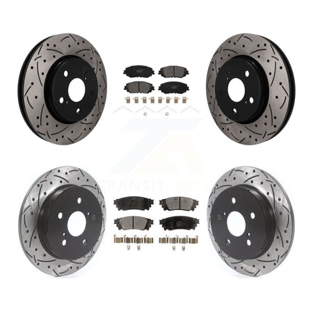 Front Rear Coated Drilled Slotted Disc Brake Rotors And Ceramic Pads Kit For Toyota C-HR KDT-101874