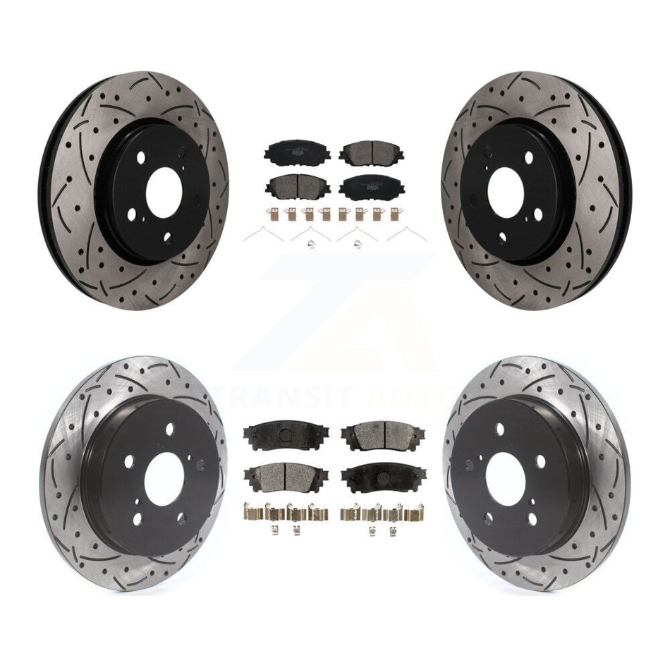 Front Rear Coated Drilled Slotted Disc Brake Rotors And Ceramic Pads Kit For Toyota C-HR KDT-101874