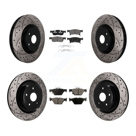 Front Rear Coated Drill Slot Disc Brake Rotor Ceramic Pad Kit For 2019-2024 Subaru Ascent KDT-101875