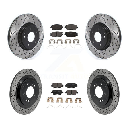 Front Rear Drilled Slot Disc Brake Rotors Ceramic Pad Kit For Kia Sportage Hyundai Tucson KDT-101877