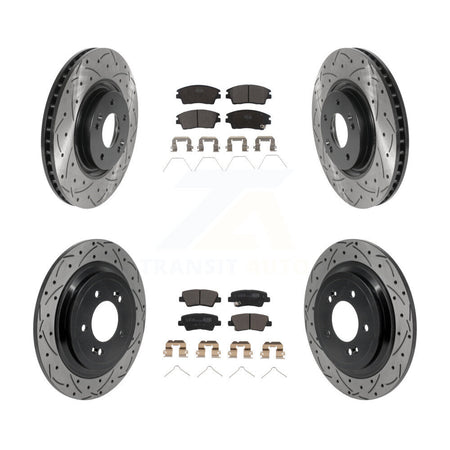 Front Rear Drill Slot Brake Rotor Ceramic Pad Kit For 2017-2022 Kia Sportage Turbocharged KDT-101878