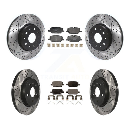 Front Rear Coated Drilled Slot Disc Brake Rotor & Ceramic Pad Kit For Chevrolet Camaro LT KDT-101882