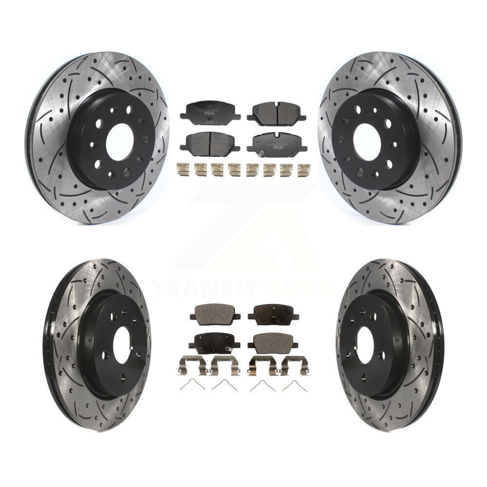 Front Rear Coated Drilled Slot Disc Brake Rotor & Ceramic Pad Kit For Chevrolet Camaro LT KDT-101882
