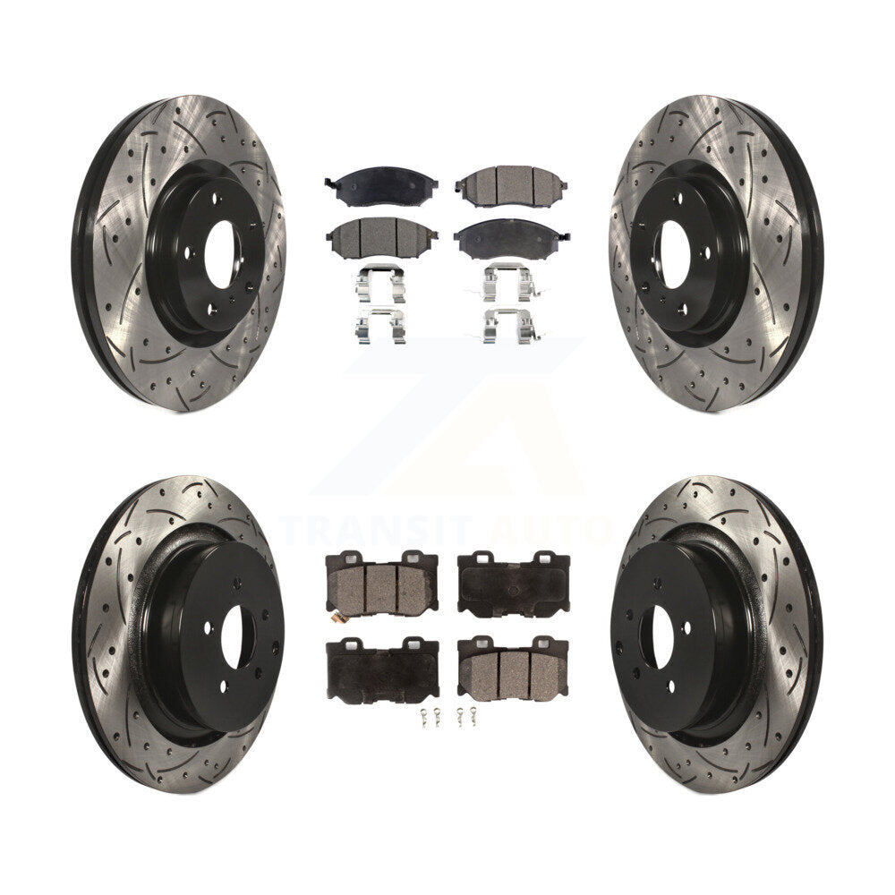 Front Rear Drill Slot Brake Rotor Ceramic Pad Kit For INFINITI M37 QX70 Q70 Q70L M56 M35h KDT-101885