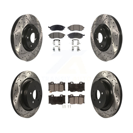 Front Rear Drill Slot Brake Rotor Ceramic Pad Kit For INFINITI M37 QX70 Q70 Q70L M56 M35h KDT-101885