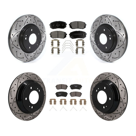 Front Rear Coated Drilled Slotted Disc Brake Rotors And Ceramic Pads Kit For Hyundai Kona KDT-101889