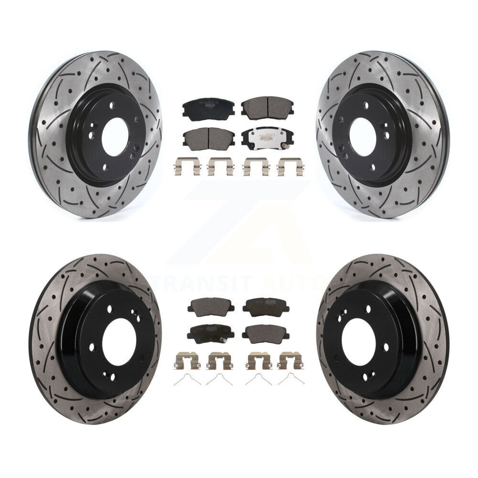 Front Rear Drilled Slot Brake Rotor & Ceramic Pad Kit For Kia Soul 1.6L with Turbocharged KDT-101890