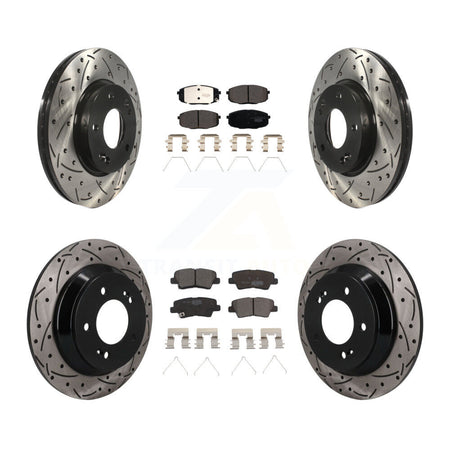 Front Rear Drilled Slot Brake Rotor & Ceramic Pad Kit For 2022 Hyundai Kona FWD with 1.6L KDT-101895