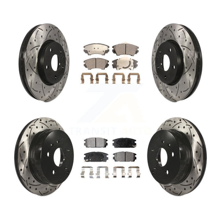 Front Rear Coated Drilled Slotted Disc Brake Rotors And Ceramic Pads Kit For GMC Terrain KDT-101896