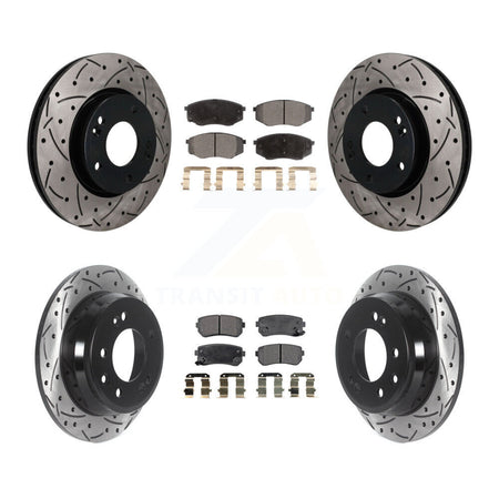 Front Rear Drilled Slot Brake Rotor & Ceramic Pad Kit For Hyundai Tucson Kia Sportage FWD KDT-101899
