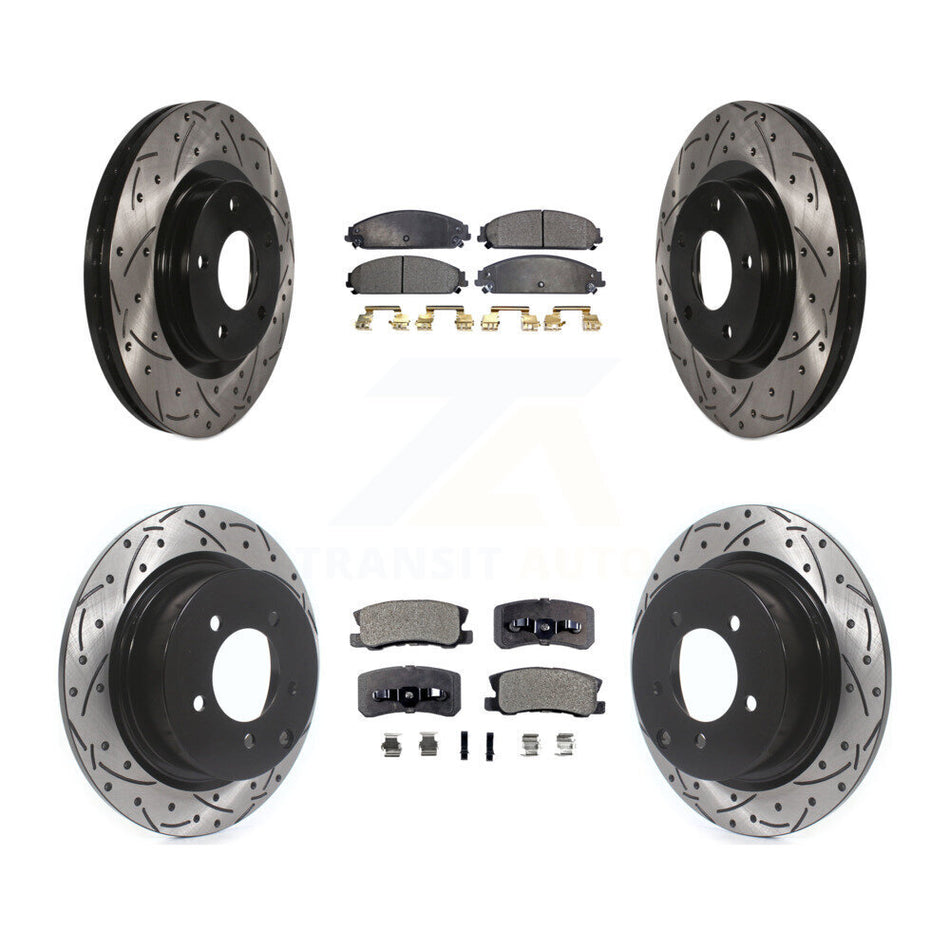 Front Rear Drill Slot Disc Brake Rotors Ceramic Pad Kit For 2008-2009 Dodge Caliber SRT-4 KDT-101900