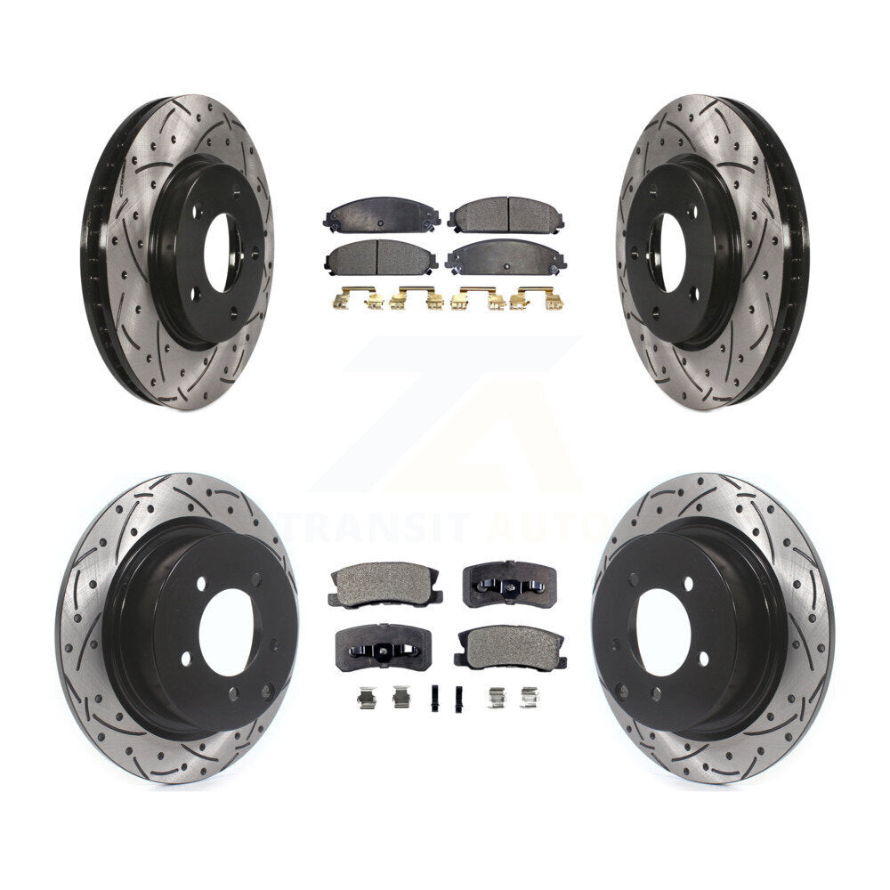 Front Rear Drill Slot Disc Brake Rotors Ceramic Pad Kit For 2008-2009 Dodge Caliber SRT-4 KDT-101901