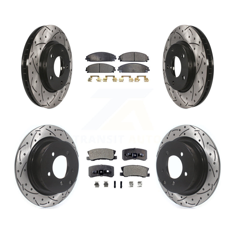 Front Rear Drill Slot Disc Brake Rotors Ceramic Pad Kit For 2008-2009 Dodge Caliber SRT-4 KDT-101901