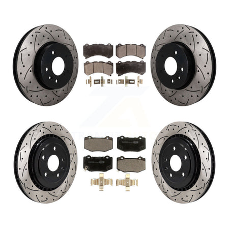 Front Rear Coated Drilled Slotted Disc Brake Rotor And Ceramic Pad Kit For Cadillac ATS V KDT-101902
