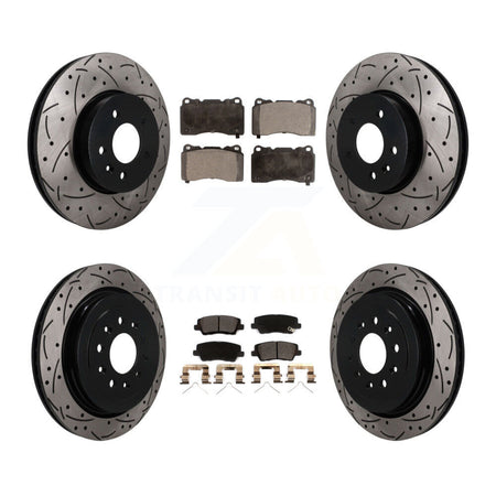 Front Rear Coated Drilled Slotted Disc Brake Rotors And Ceramic Pads Kit For Cadillac ATS KDT-101903