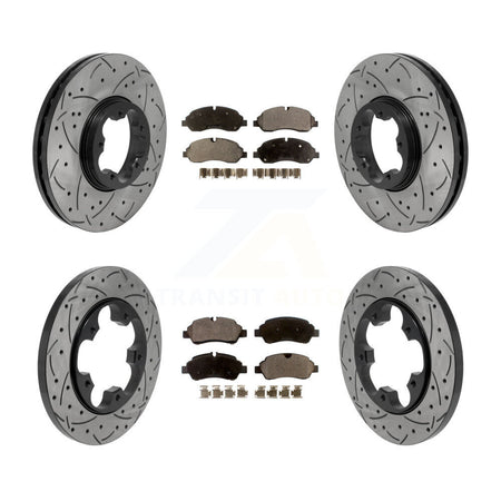 Front Rear Drilled Slot Disc Brake Rotor Ceramic Pad Kit For Ford Transit-250 Transit-150 KDT-101905
