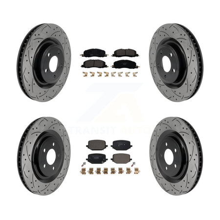 Front Rear Coated Drilled Slotted Disc Brake Rotors & Ceramic Pad Kit For Lincoln Aviator KDT-101907