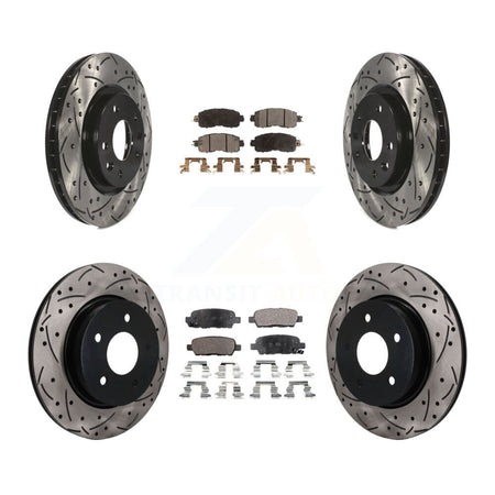 Front Rear Coated Drilled Slotted Disc Brake Rotors And Ceramic Pads Kit For Nissan LEAF KDT-101909