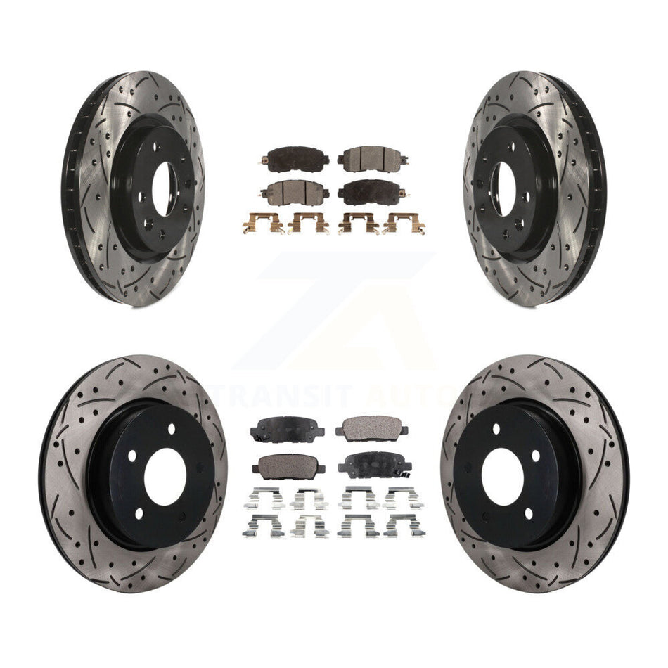 Front Rear Coated Drilled Slotted Disc Brake Rotors And Ceramic Pads Kit For Nissan LEAF KDT-101909