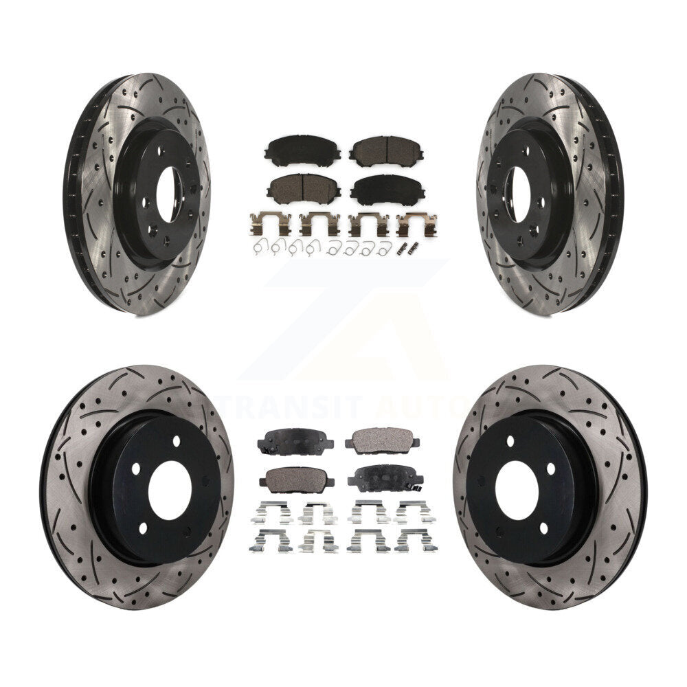 Front Rear Drilled Slot Disc Brake Rotor & Ceramic Pad Kit For Nissan Qashqai Rogue Sport KDT-101910