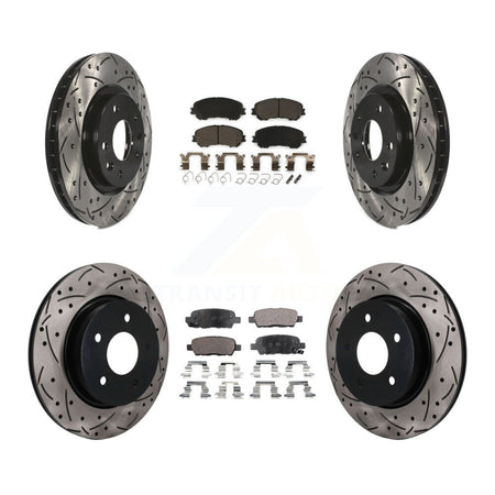 Front Rear Drilled Slot Disc Brake Rotor & Ceramic Pad Kit For Nissan Qashqai Rogue Sport KDT-101910