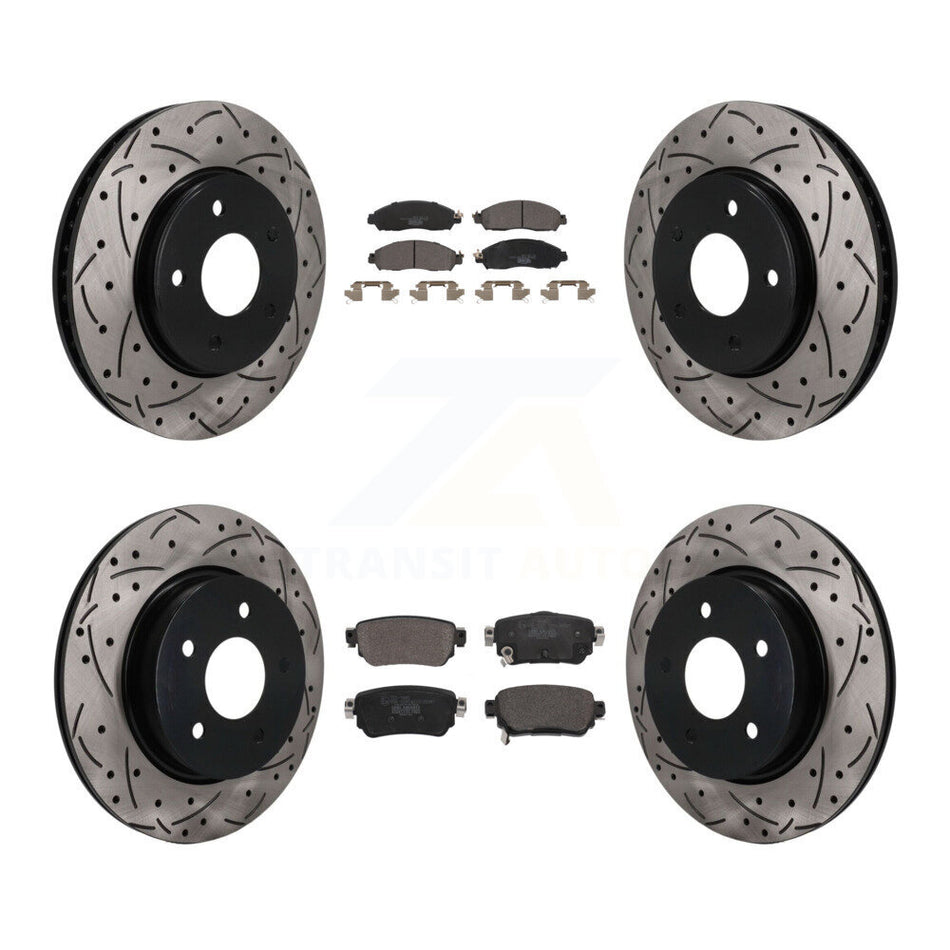 Front Rear Coated Drilled Slotted Disc Brake Rotors And Ceramic Pads Kit For Nissan LEAF KDT-101912