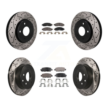 Front Rear Coated Drilled Slotted Disc Brake Rotors And Ceramic Pads Kit For Nissan LEAF KDT-101913