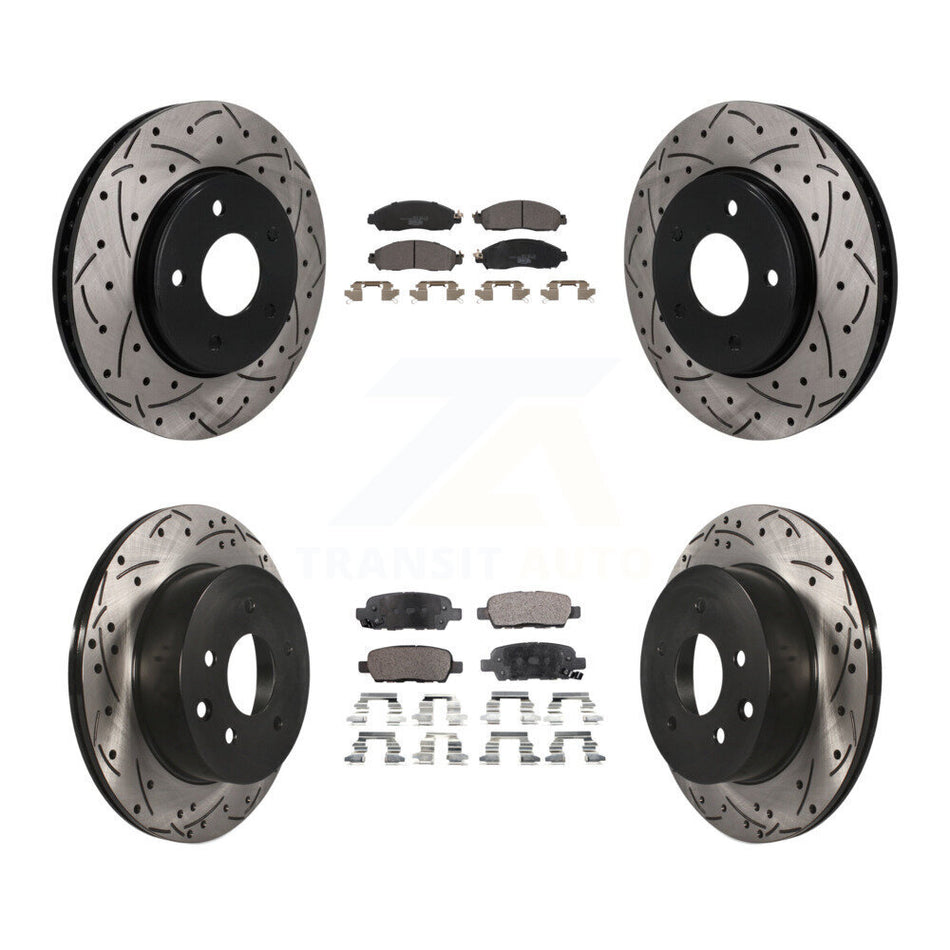 Front Rear Coated Drilled Slotted Disc Brake Rotors And Ceramic Pads Kit For Nissan LEAF KDT-101913
