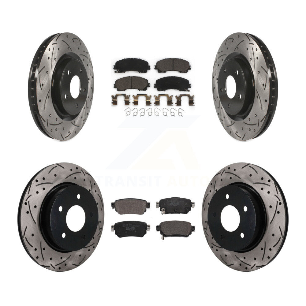 Front Rear Coated Drilled Slotted Disc Brake Rotors And Ceramic Pads Kit For Nissan Rogue KDT-101914