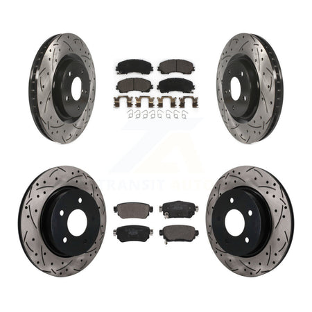 Front Rear Coated Drilled Slotted Disc Brake Rotors And Ceramic Pads Kit For Nissan Rogue KDT-101914