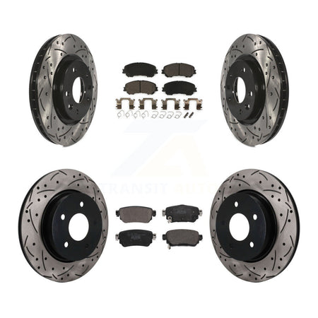 Front Rear Drilled Slot Disc Brake Rotor & Ceramic Pad Kit For Nissan Rogue Sport Qashqai KDT-101915