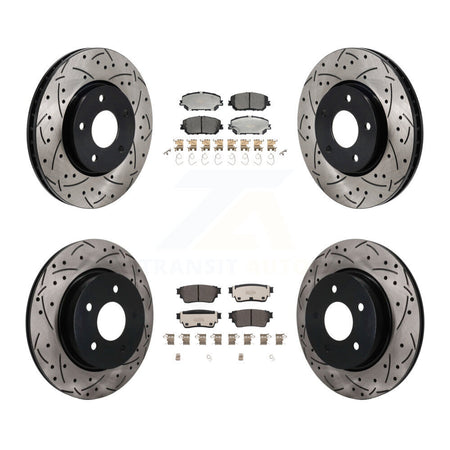 Front Rear Coated Drilled Slotted Disc Brake Rotors And Ceramic Pads Kit For Nissan Rogue KDT-101916