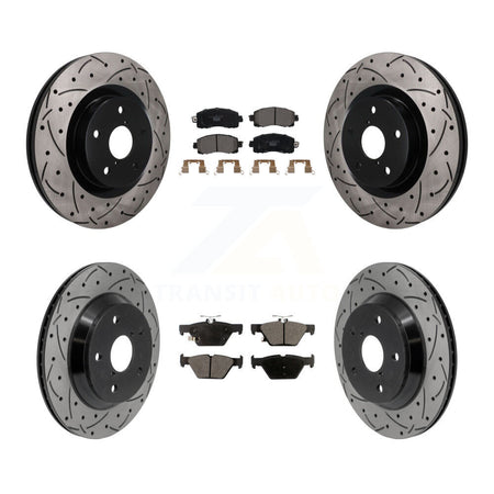 Front Rear Coat Drill Slot Disc Brake Rotor Ceramic Pad Kit For Subaru Forester Crosstrek KDT-101918